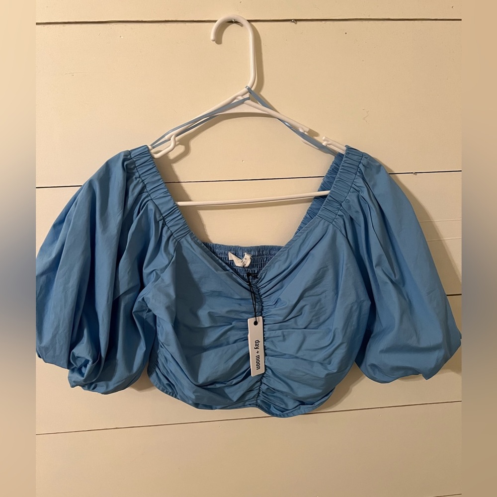 Day+Moon Blue Crop Top Small